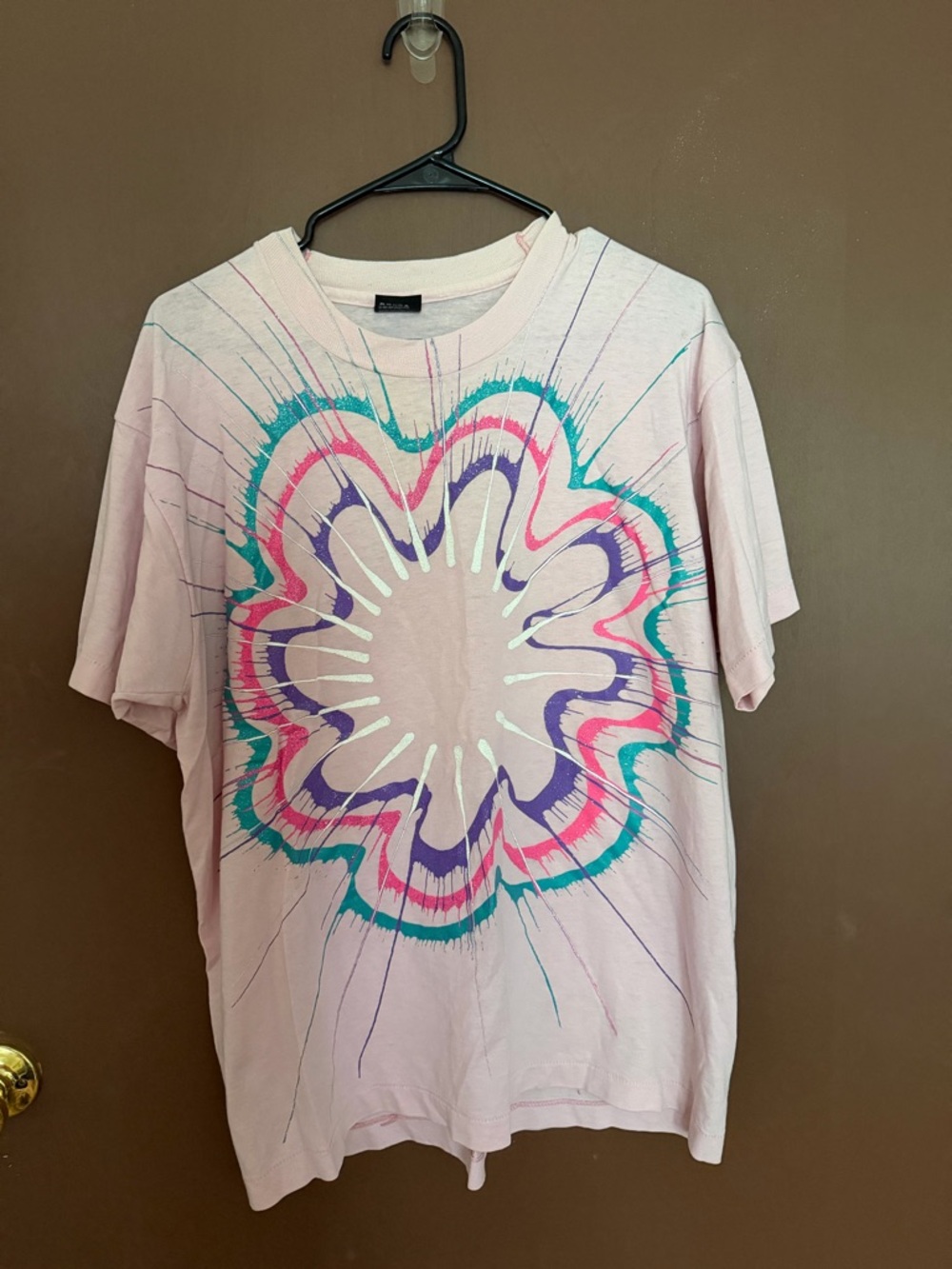 Vintage single stitch tie dye paint pink t-shirt